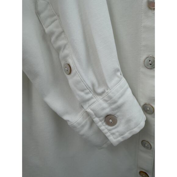 John Mark Women's Off White Floral Embroidered Shirt Dress Medium Country Chic - Picture 6 of 13